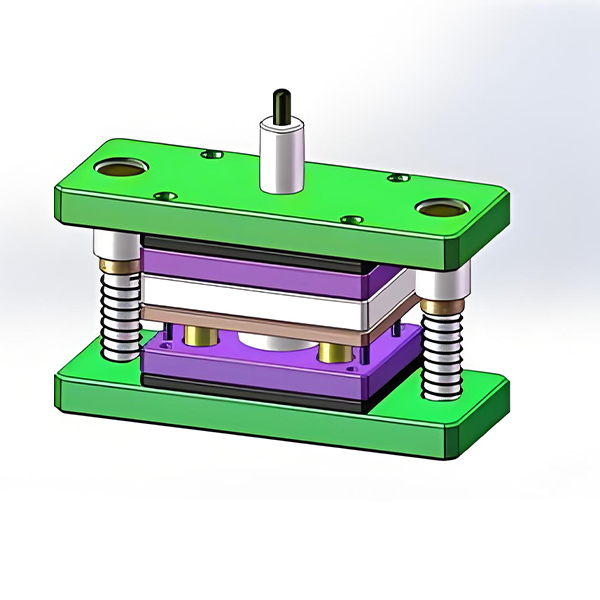 Cross-sectional view of a circular compound die showing both inner and outer cylindrical surfaces, stepped features, and cutting edges