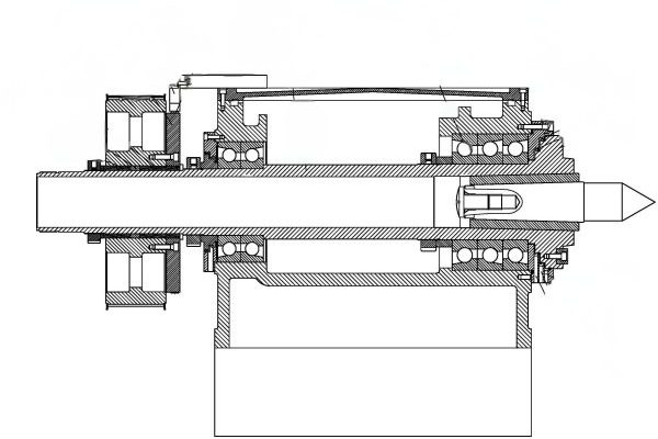 Lathe headstock with spindle