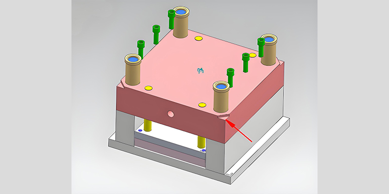 Datum reference framework showing primary, secondary, and tertiary datums on a mold component