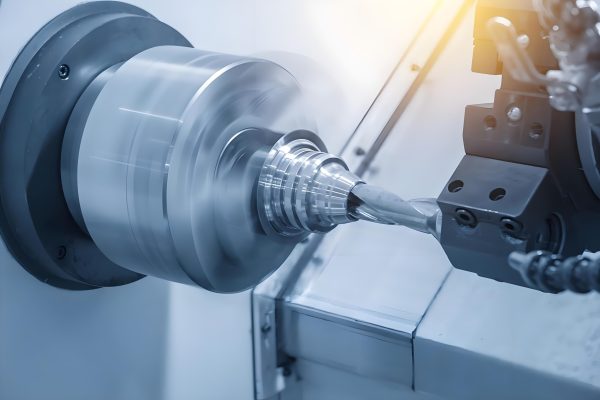 CNC machining center producing mold components with high precision